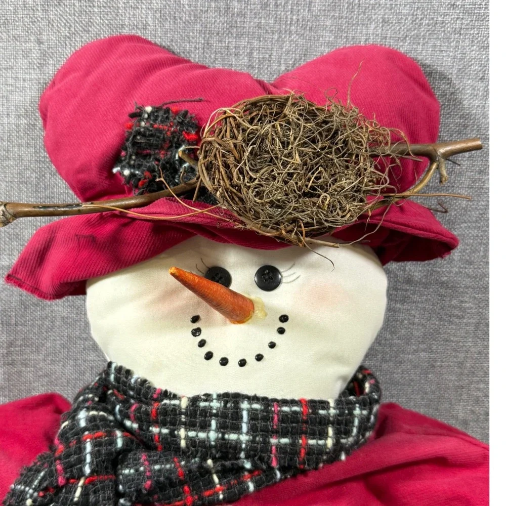VTG Primitive Snowman Plush Doll 36